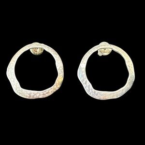 Silpada Sterling Silver Circle Earrings | Hammered Finish | Post Earrings | 1" D